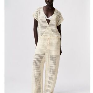 Zara Crochet Knit Jumpsuit